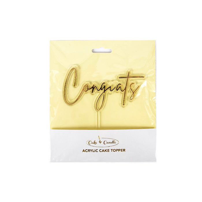 Acrylic CONGRATS Cake Topper Gold - Giftware - Cake and Candle