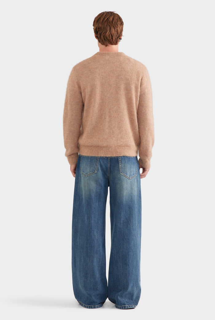 Alpaca Mohair Crewneck Sweater - Pebble