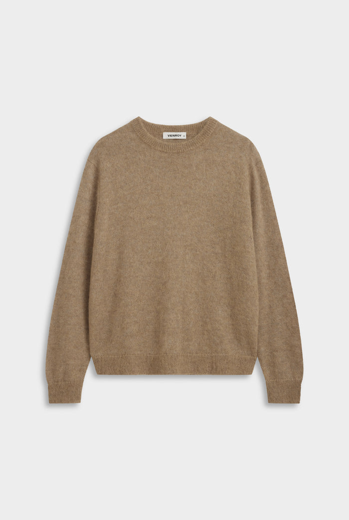 Alpaca Mohair Crewneck Sweater - Pebble
