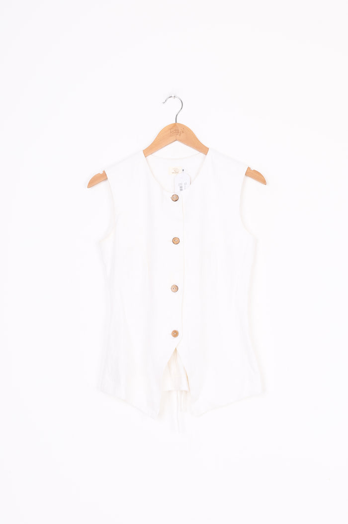 anam Womens Cream Vest Size M