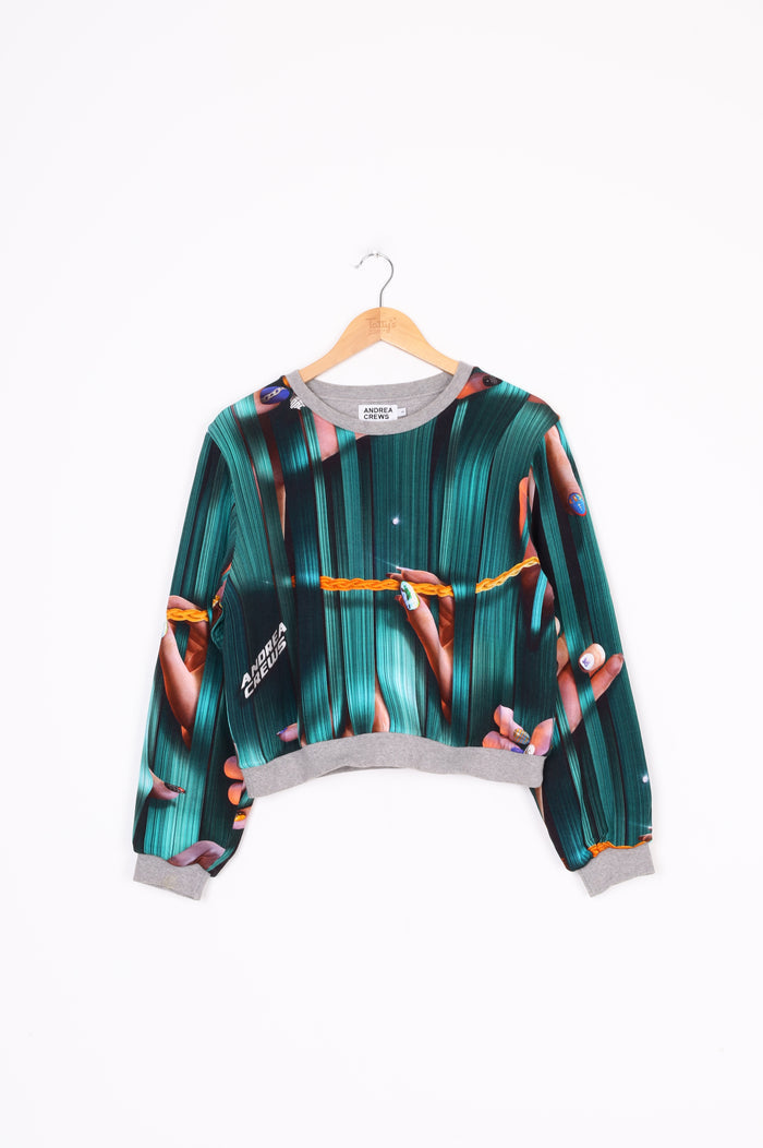 Andrea Crews Womens Green Sweatshirt Size S