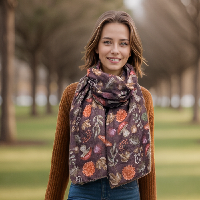 Aubergine Mushroom Scarf (70x180cm) - Exclusive Design