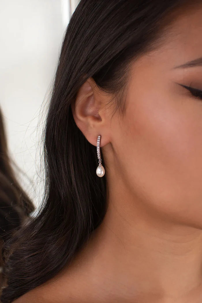 Audelia Pearl Drop Earring Silver - Jewellery - Windsor Bridal Jewellery