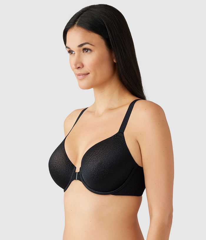Back Appeal® Front Close T-Shirt Bra: Black
