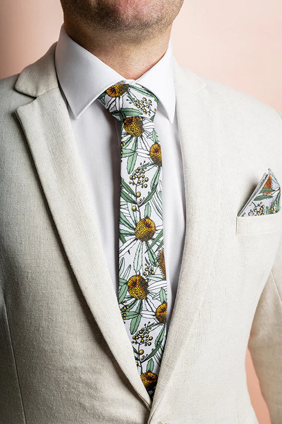 Banksia Grey Cotton Tie - Accessory - Peggy and Finn
