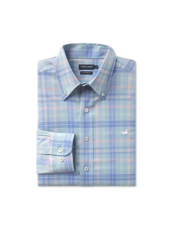Barnstable Lines Performance Dress Shirt In Light Blue & Lilac By Southern Marsh