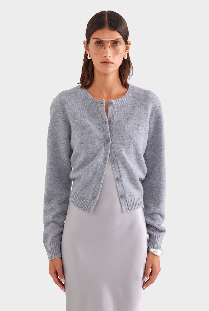 Bias Satin Tank Dress - Silver/Grey Marl