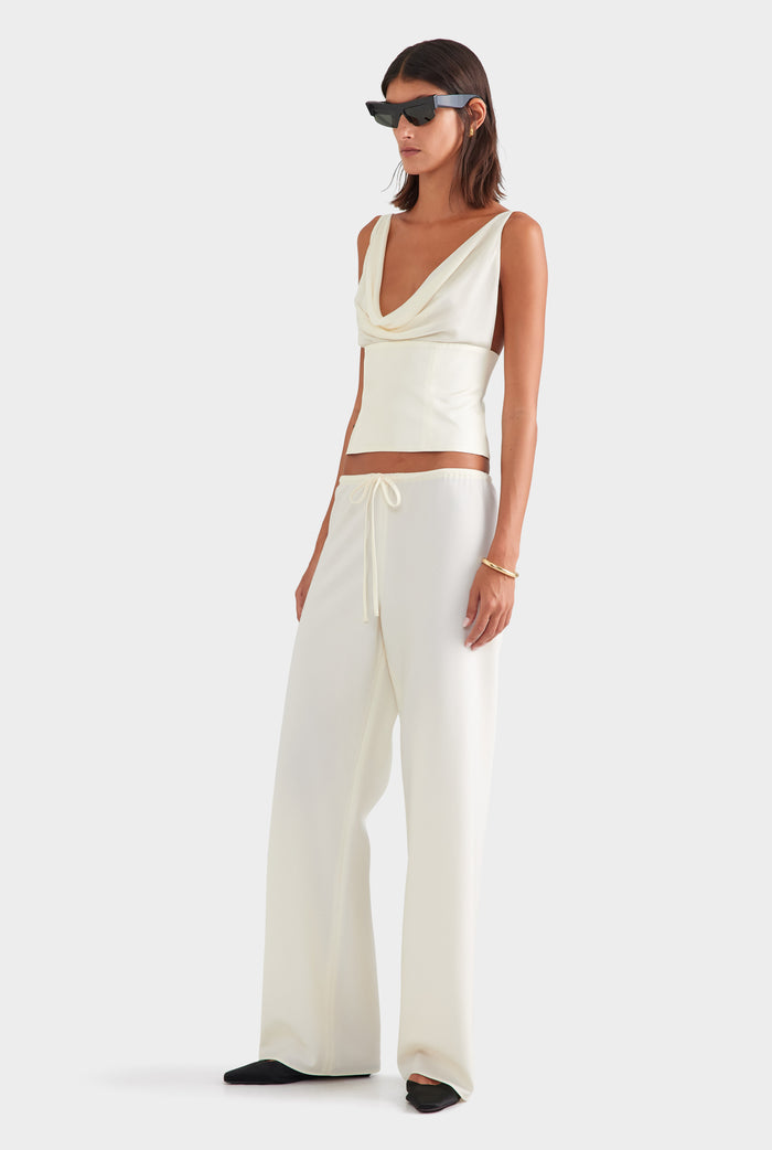 Bias Wool Drawstring Pant - Off White