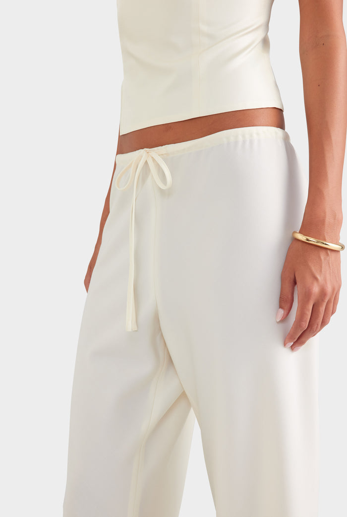 Bias Wool Drawstring Pant - Off White