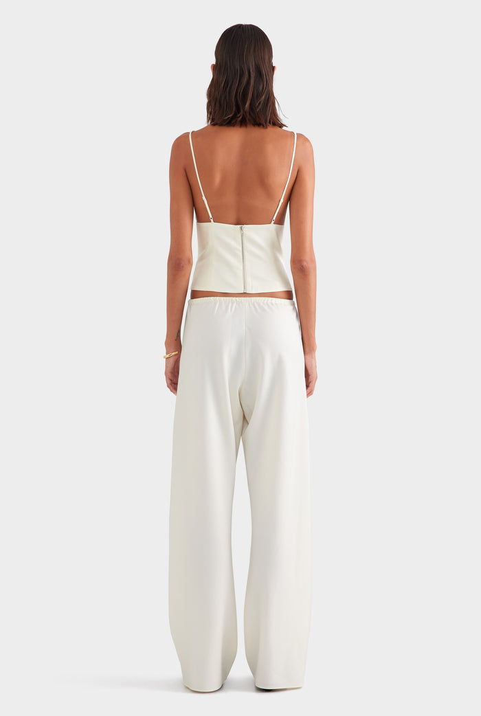 Bias Wool Drawstring Pant - Off White