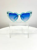 Blue Glitter Heart Sunglasses - Giftware - Honey Fawn