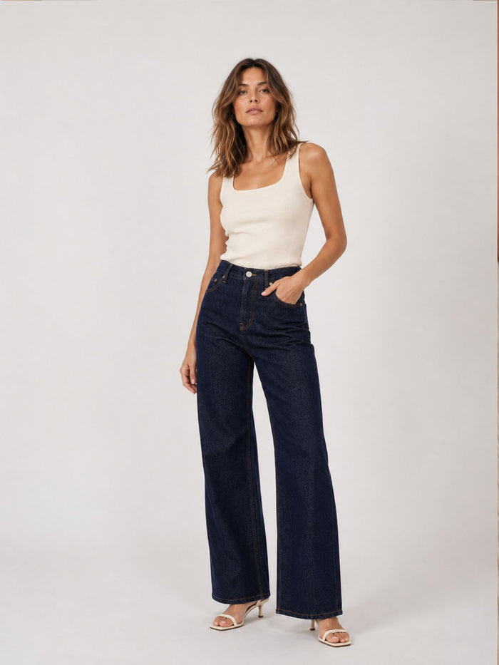 BOGILVY - AVA Straight Wide Leg High Waist Rinsed Wash