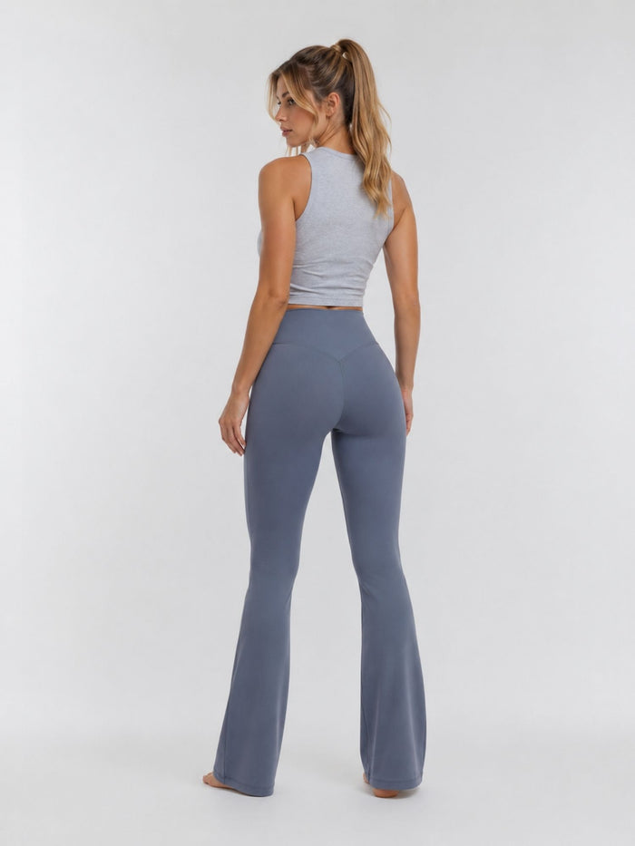 BOGILVY - Funktionale Damen Nylon Flared Leggings, Graublau 2.0