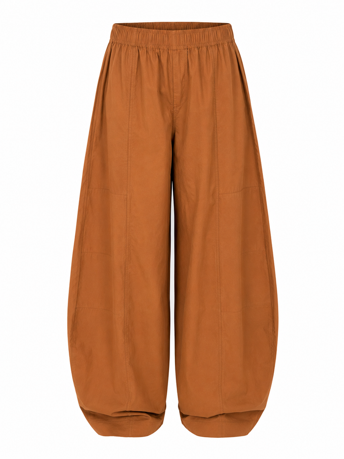 BOGILVY - Leichte Baumwoll Sommerhose im Barrel Fit, High Waist, Brown