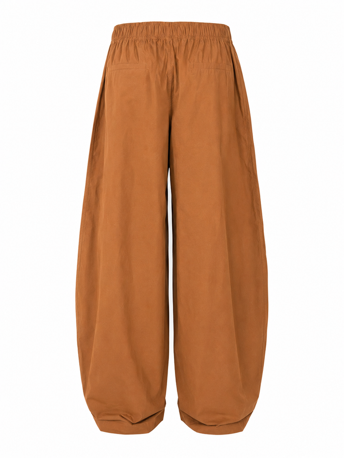 BOGILVY - Leichte Baumwoll Sommerhose im Barrel Fit, High Waist, Brown
