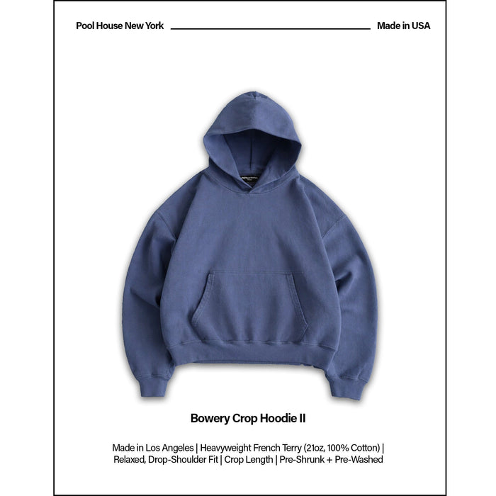 Bowery Crop Hoodie II | Relaxed, Drop-Shoulder Vintage Navy