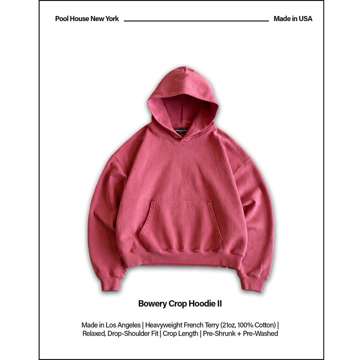 Bowery Crop Hoodie II | Relaxed, Drop-Shoulder Vintage Red
