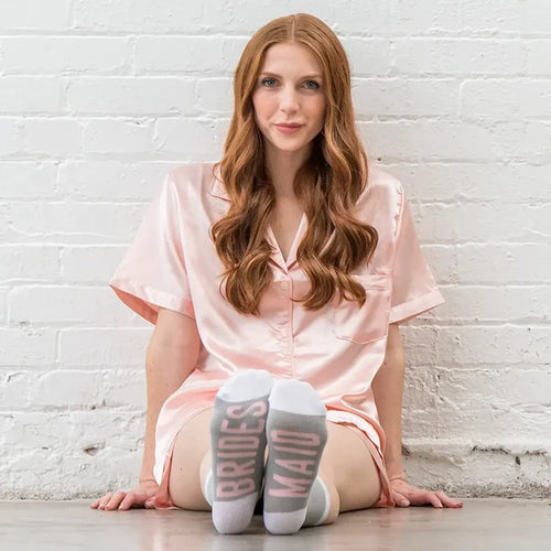 "Bridesmaid" Socks Grey/Pink - Women's Accessories - Honey Fawn Boutique