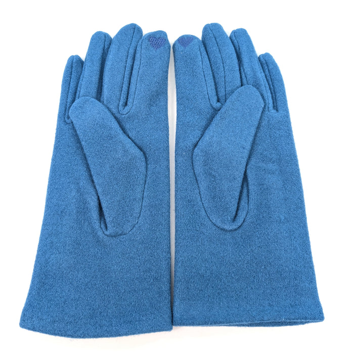 Buttoned Gloves - Blue