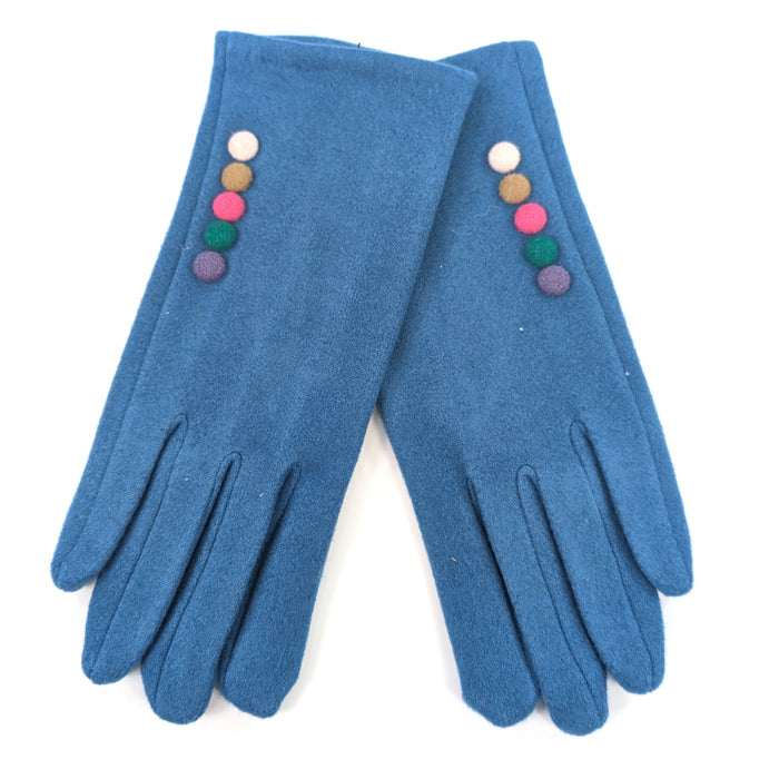 Buttoned Gloves - Blue