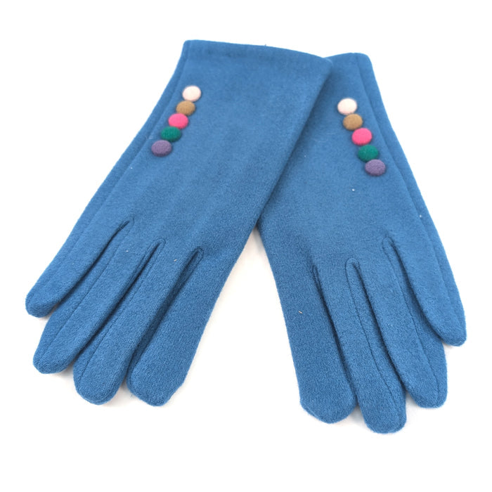 Buttoned Gloves - Blue