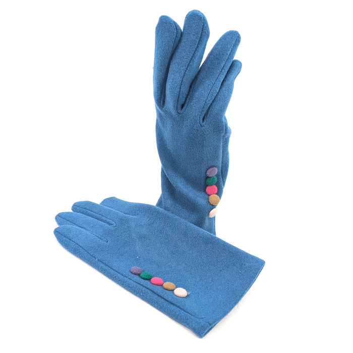 Buttoned Gloves - Blue