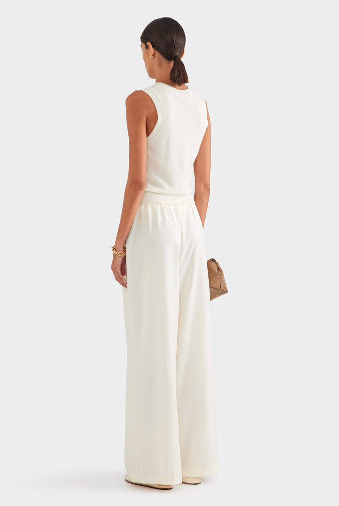 Cashmere Button Through Tank - Off White