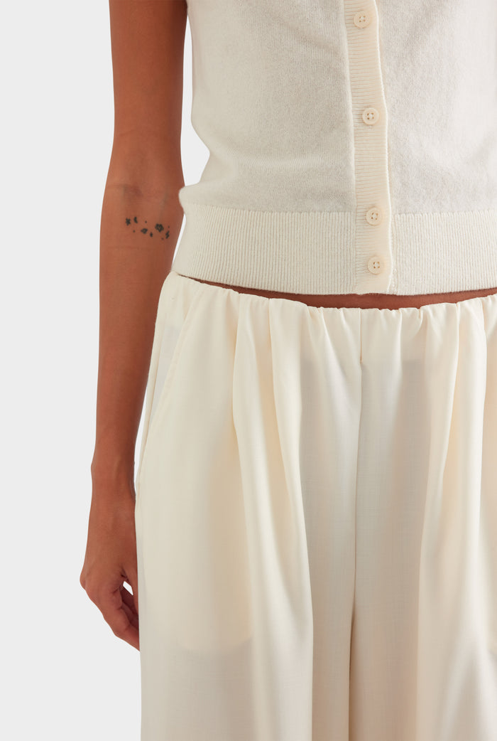 Cashmere Button Through Tank - Off White