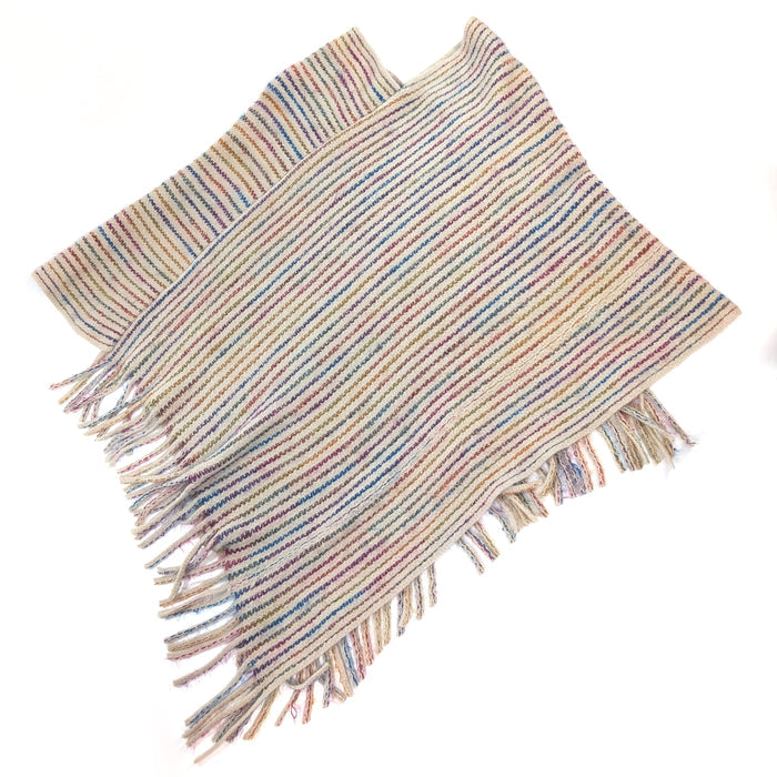 Catur - Striped Knitted Poncho - Cream