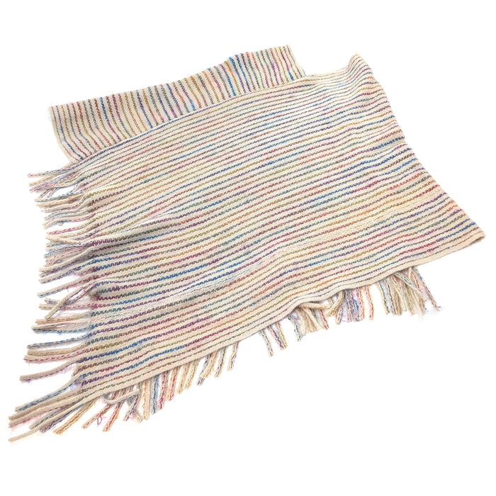 Catur - Striped Knitted Poncho - Cream