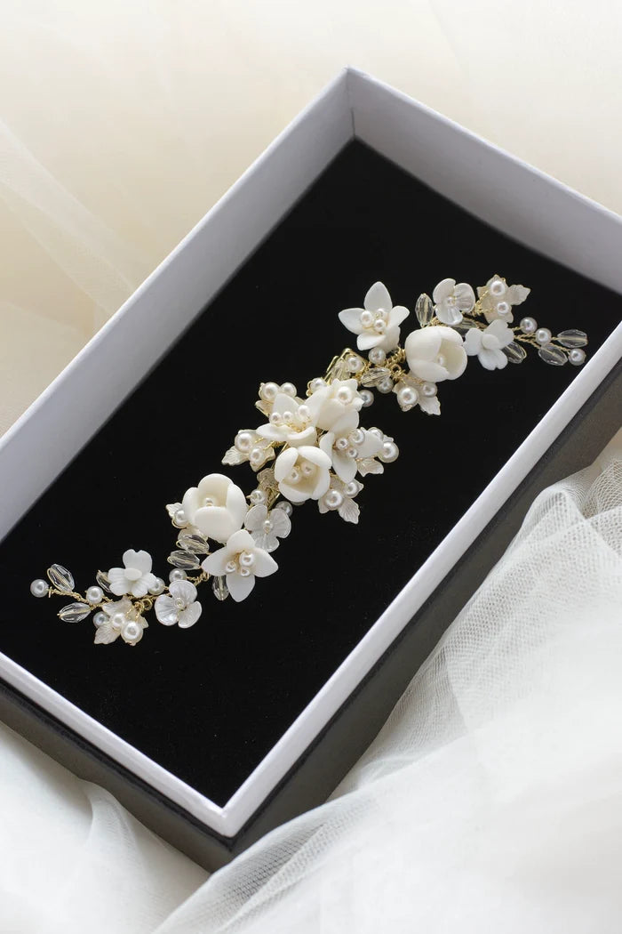 Charmaine Floral Vine Clip Gold - Jewellery - Windsor Bridal Jewellery