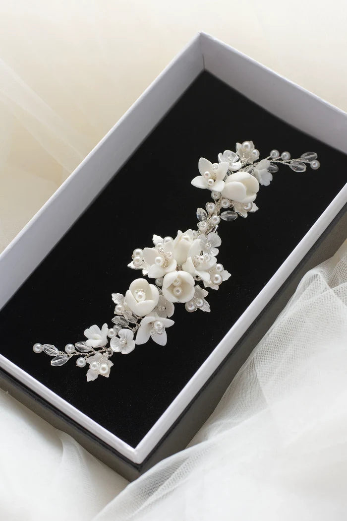 Charmaine Floral Vine Clip Silver - Jewellery - Windsor Bridal Jewellery