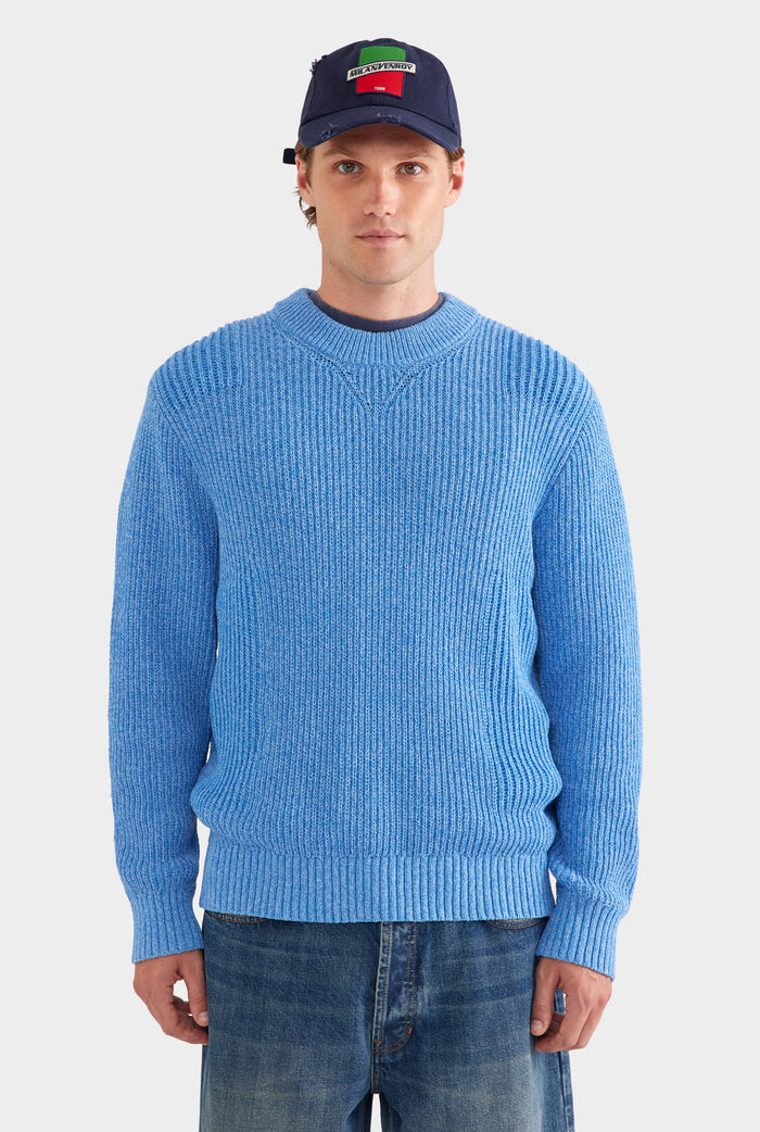 Chunky Rib Cotton Sweater - Blue