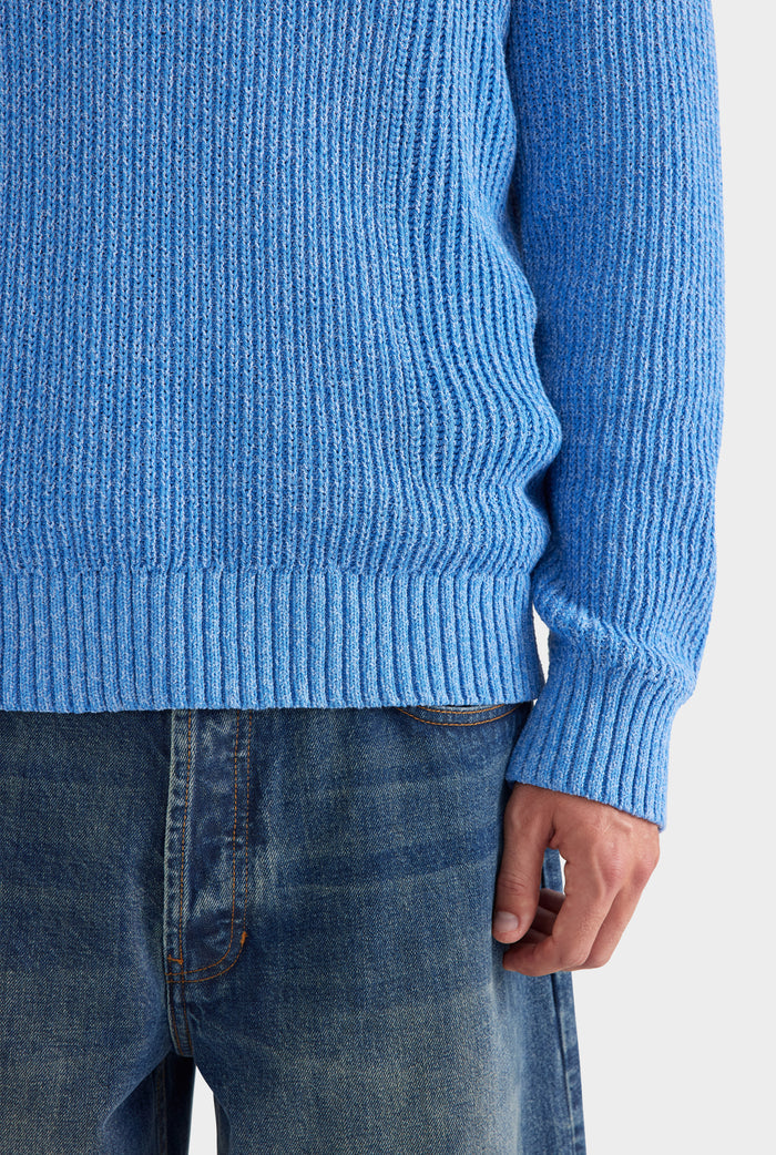 Chunky Rib Cotton Sweater - Blue