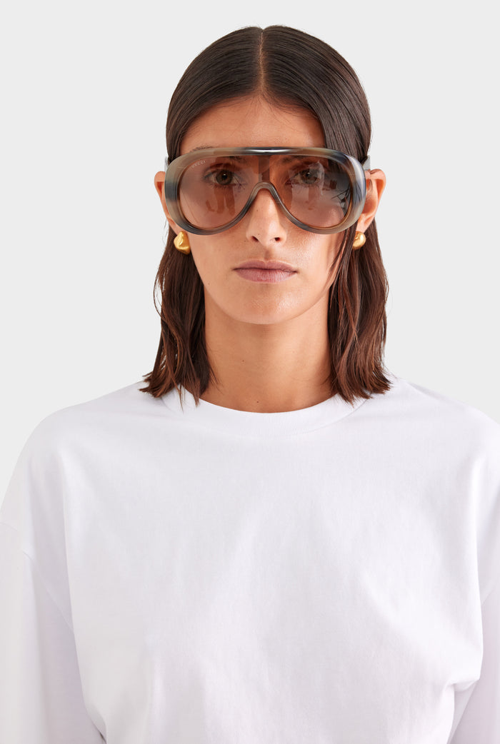 Cinched Waist Cotton Tee - White