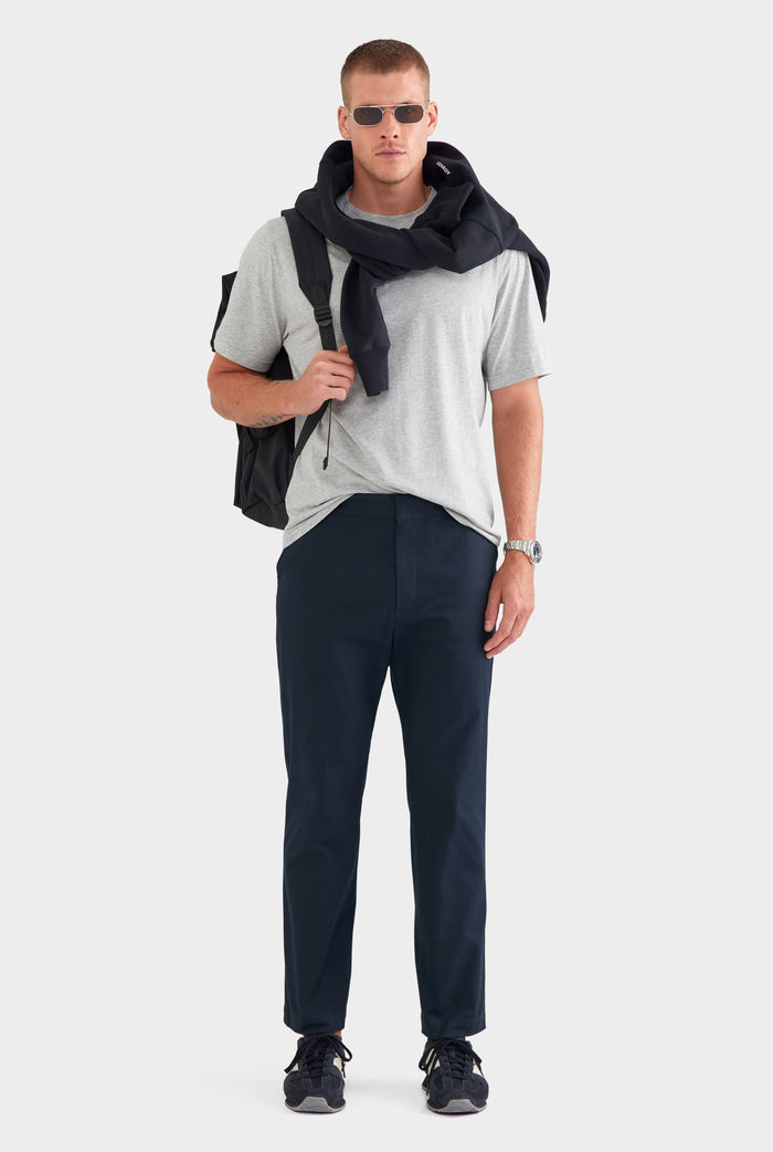 Classic Cotton Side Tab Trouser - Navy