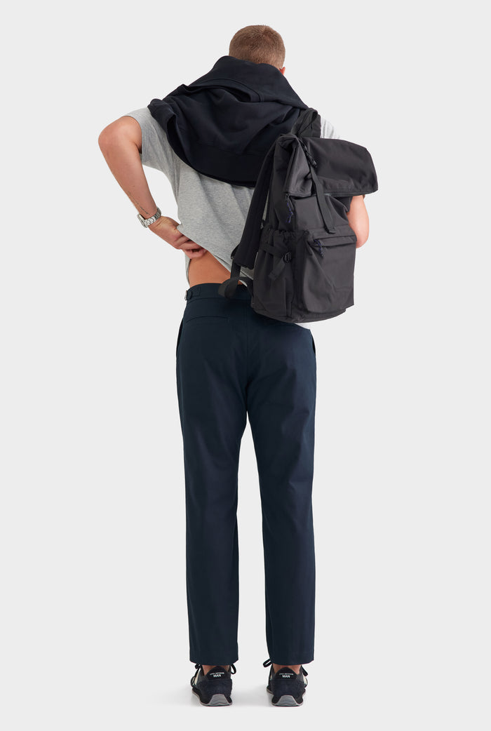 Classic Cotton Side Tab Trouser - Navy