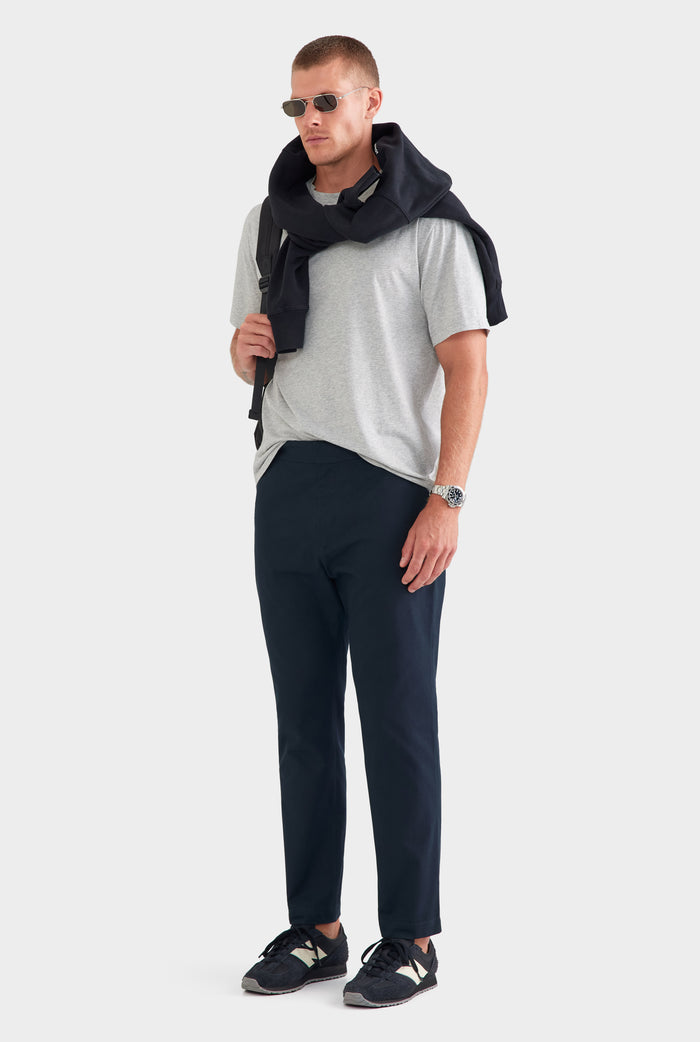 Classic Cotton Side Tab Trouser - Navy