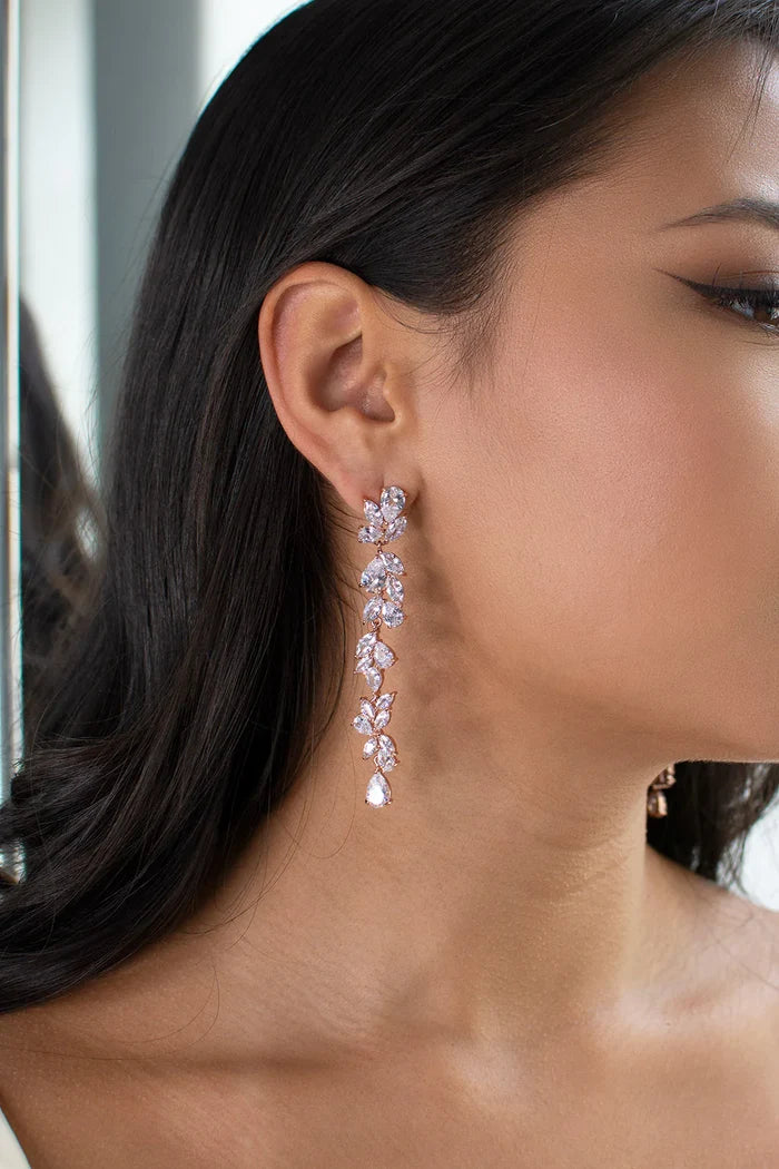 Claudia Long Drop Earring Gold - Jewellery - Windsor Bridal Jewellery