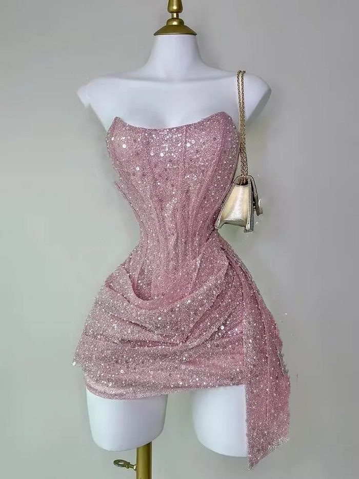 Cocktail Dress Luxury Sequin Women's Mini Dress Evening Short Dress Woman Party Dress Birthday Dress Customized New