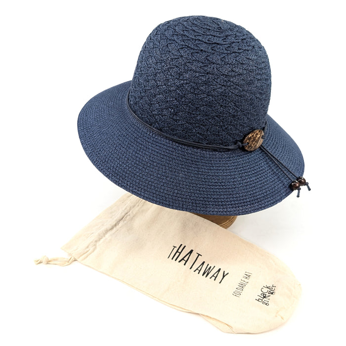 Coconut Band Cloche Foldable Hat (57cm) - Dark Blue