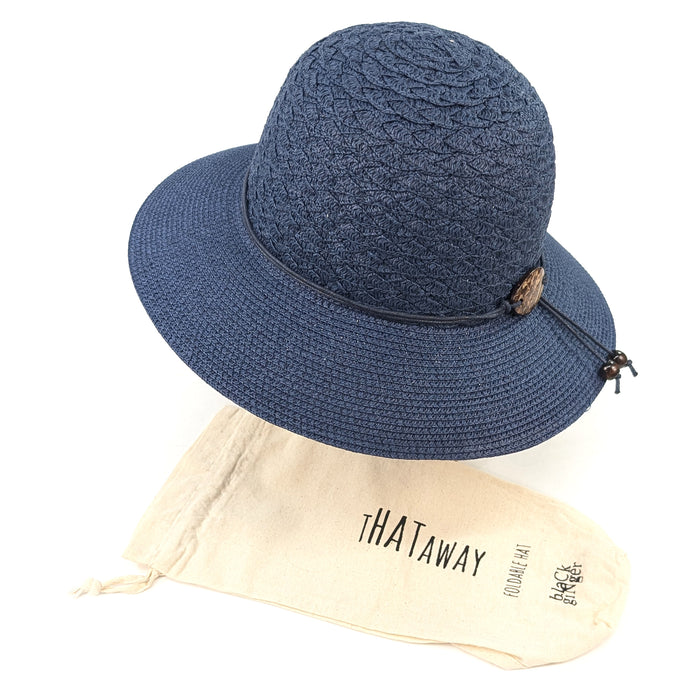 Coconut Band Cloche Foldable Hat (57cm) - Dark Blue