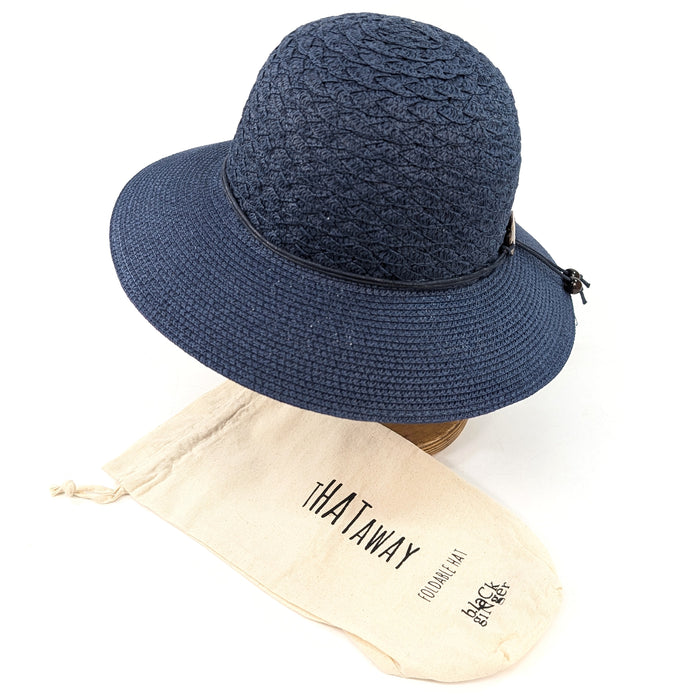 Coconut Band Cloche Foldable Hat (57cm) - Dark Blue