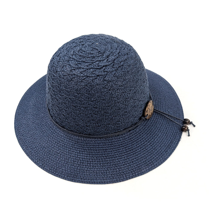 Coconut Band Cloche Foldable Hat (57cm) - Dark Blue