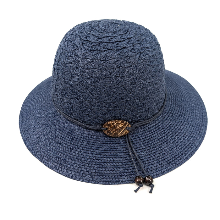 Coconut Band Cloche Foldable Hat (57cm) - Dark Blue