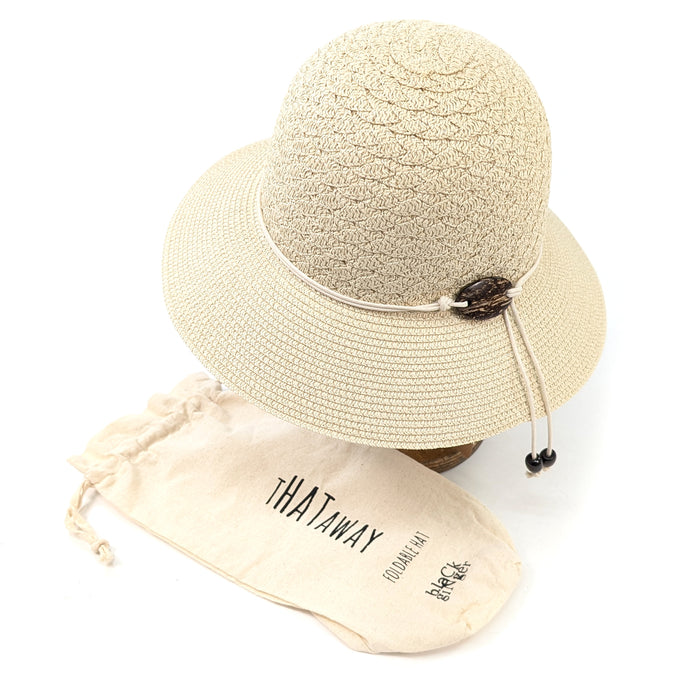 Coconut Band Cloche Foldable Hat (57cm) - Natural