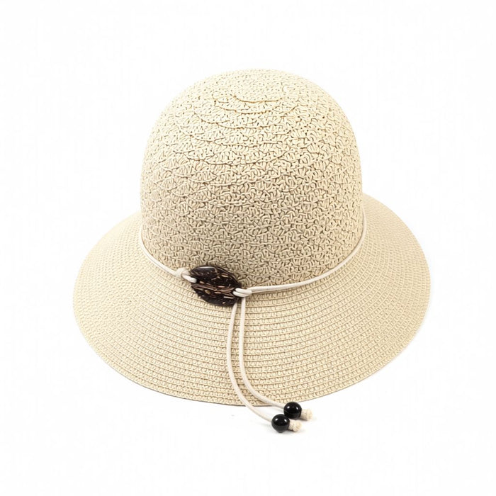 Coconut Band Cloche Foldable Hat (57cm) - Natural
