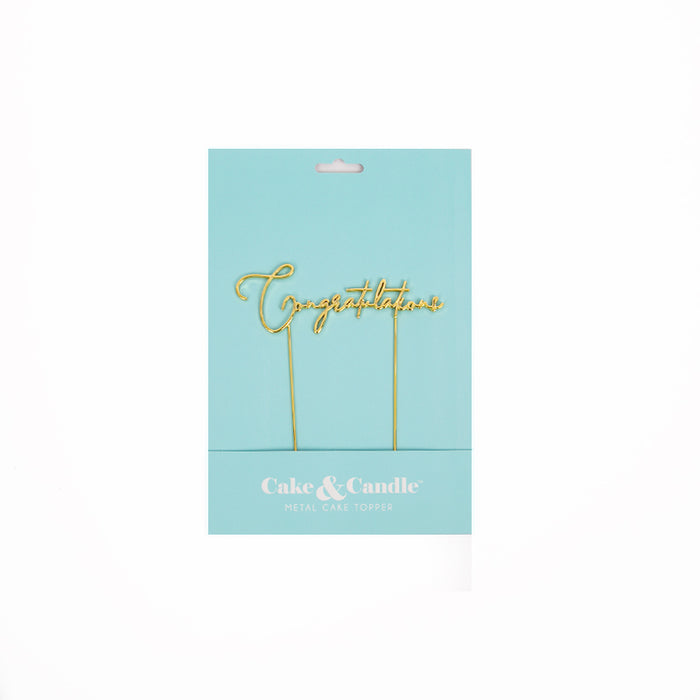 Congratulations Metal Cake Topper Gold - Giftware - Cake and Candle