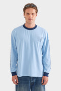 Contrast Long Sleeve T Shirt - Powder Blue/Navy