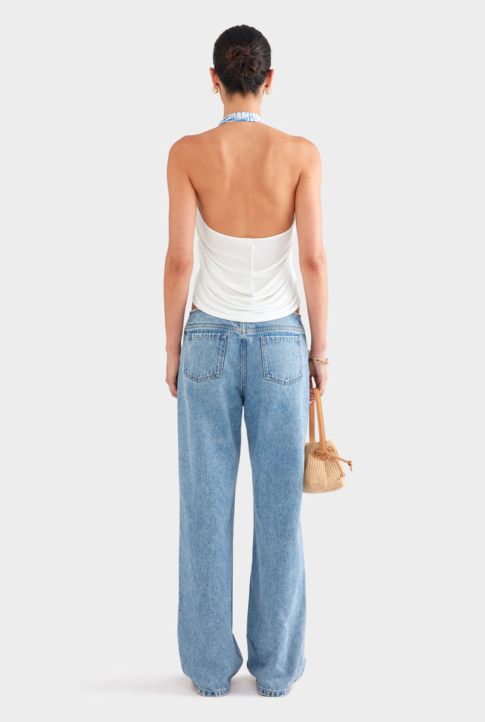 Convertible Drape Top - Off White/Greek Stamp